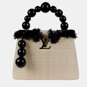 Louis Vuitton ArtyCapucines PM Black Beaded Bag - '20s Beige Canvas