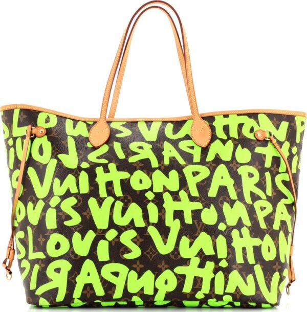 Louis Vuitton Neverfull Graffiti GM Lime Green Tote Bag Louis Vuitton Neverfull Graffiti GM Lime Green Tote Bag