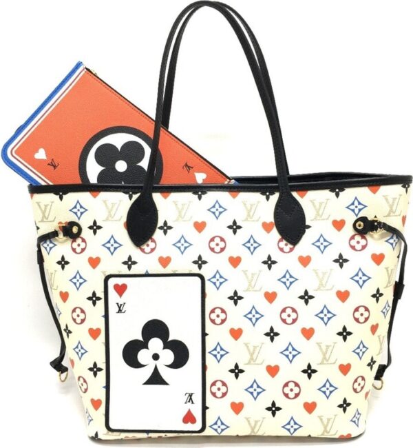 Louis Vuitton Neverfull MM Canvas Poker Card Colourful Tote Bag Louis Vuitton Neverfull MM Canvas Poker Card Colourful Tote Bag