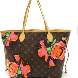 Louis Vuitton Neverfull MM Pink/Red Flower Canvas Tote Bag